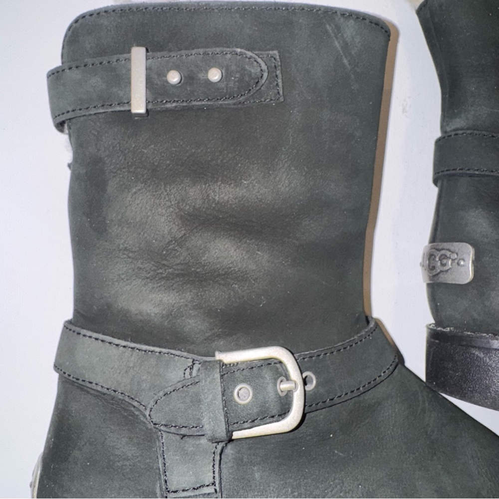UGG Grandle Black Suede Boots with Shearling Lining - Picture 11 of 16